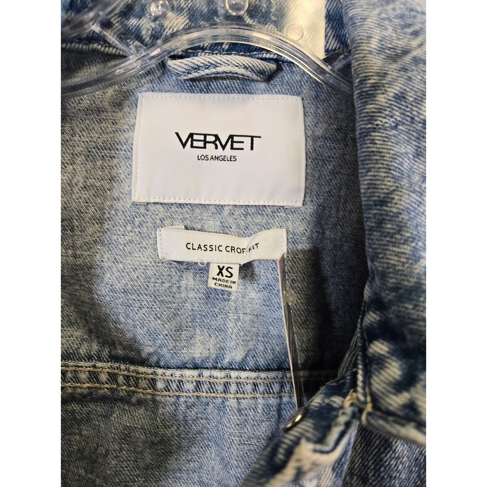 VERVET Acid Wash Distressed Cropped Denim Jacket VT1157 Blue XS - Picture 3 of 7
